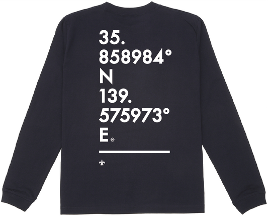 富士見グランド/座標背面縦/Coordinate Long Tee (S002-006W03)発送まで10日ほどお時間を頂戴します