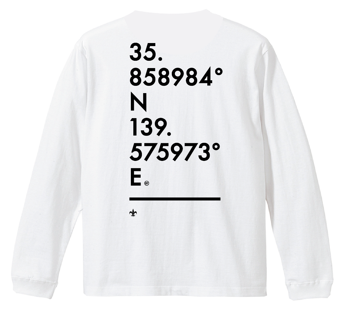 富士見グランド/座標背面縦/Coordinate Long Tee (S002-006W03)発送まで10日ほどお時間を頂戴します