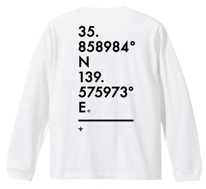 富士見グランド/座標背面縦/Coordinate Long Tee (S002-006W03)発送まで10日ほどお時間を頂戴します