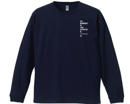 富士見グランド/座標前面縦/Coordinate Long Tee (S002-007W03)発送まで10日ほどお時間を頂戴します