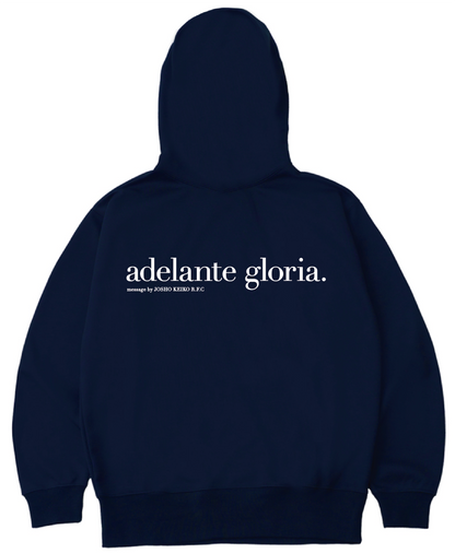 JOSHO KEIKO 'adelante gloria' Zip-Up Hoodie (Navy)