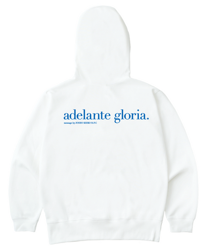 JOSHO KEIKO 'adelante gloria' Zip-Up Hoodie (White)