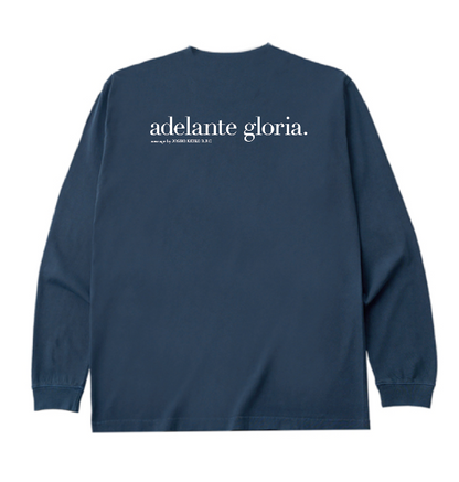 'adelante gloria' Message Long Sleeve Tee (Navy)