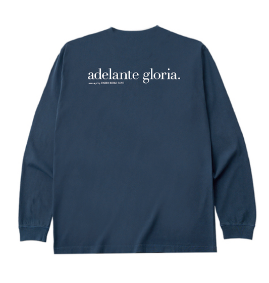 'adelante gloria' Message Long Sleeve Tee (Navy)