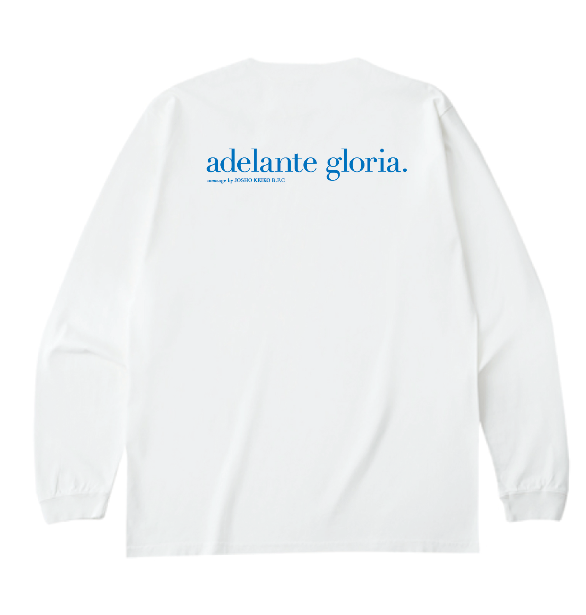 'adelante gloria' Message Long Sleeve Tee (White)