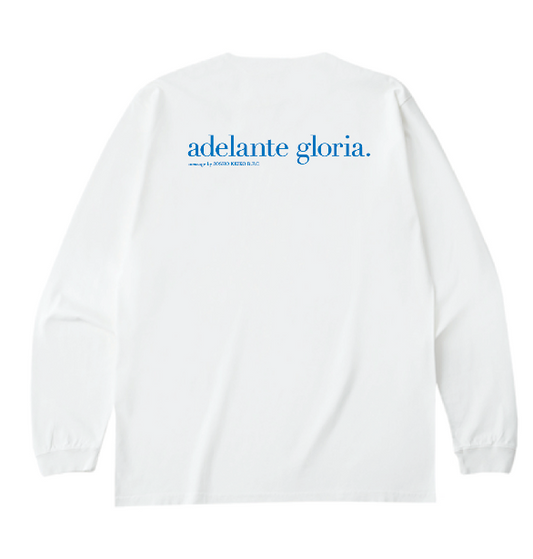 'adelante gloria' Message Long Sleeve Tee (White)